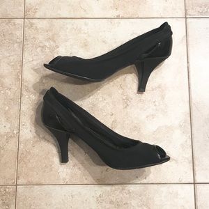 Circa Joan & David black peep-toe heels